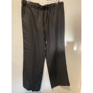 Womens Lino USA Luxe Linen Pull-on Pants Trousers Black 1X Minimalist Luxury